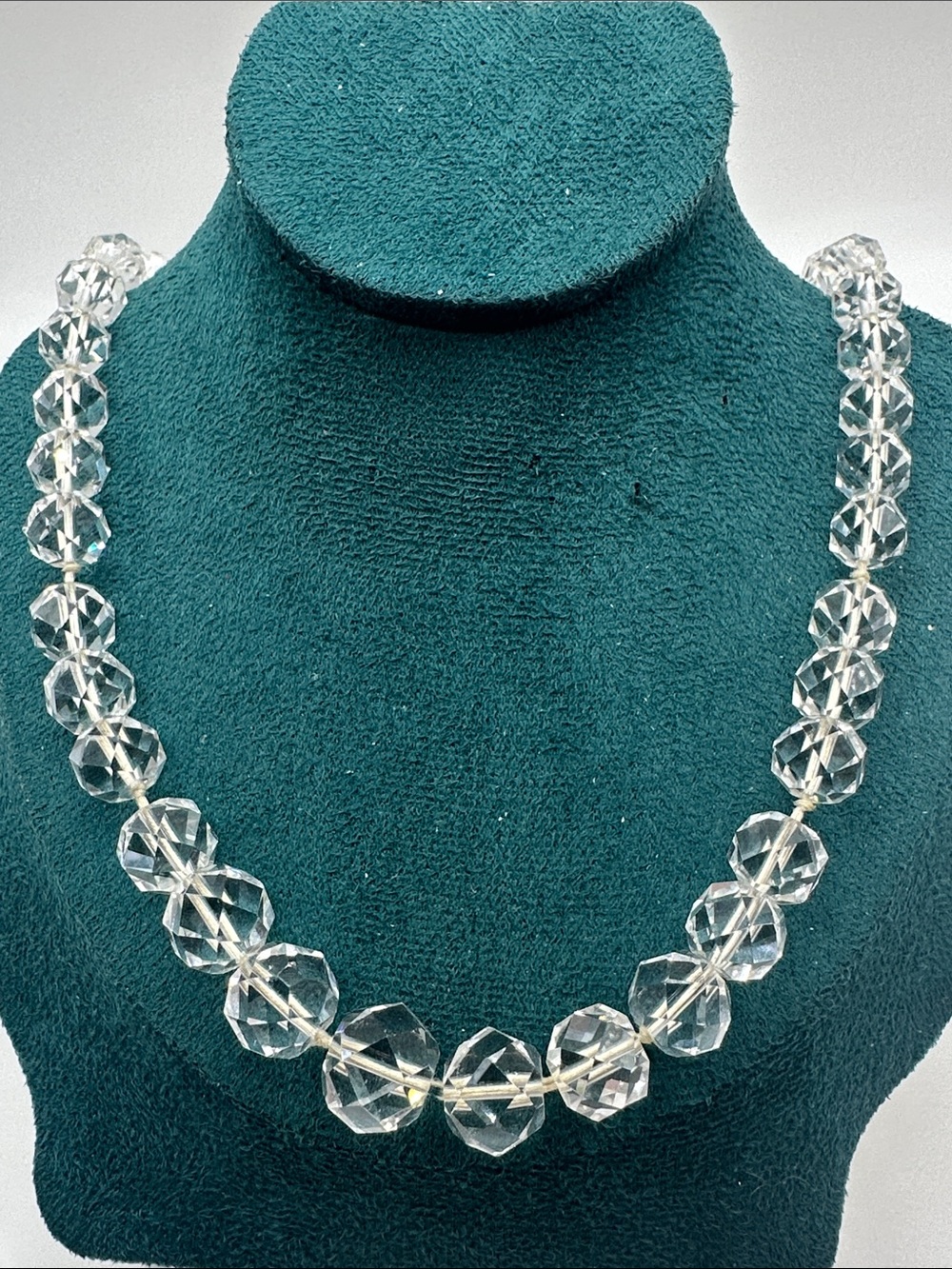 Art Deco Faceted Rock Crystal Quartz Necklace Czechoslovakia 18” Antique BEAUTY